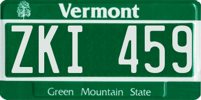 VT license plate ZKI459