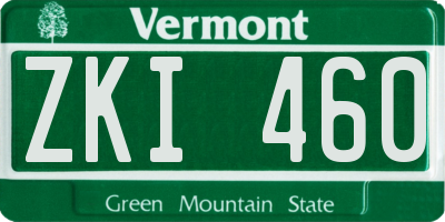 VT license plate ZKI460