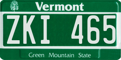 VT license plate ZKI465