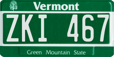 VT license plate ZKI467