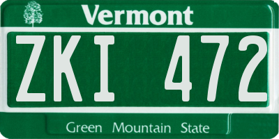 VT license plate ZKI472