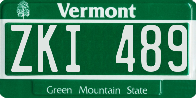 VT license plate ZKI489