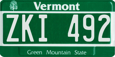 VT license plate ZKI492