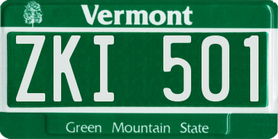 VT license plate ZKI501
