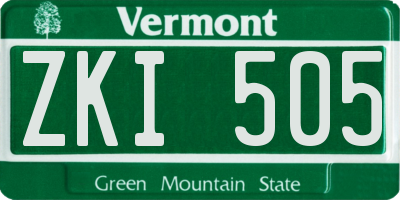 VT license plate ZKI505