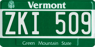 VT license plate ZKI509