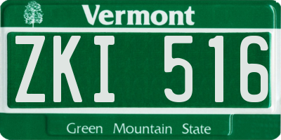 VT license plate ZKI516