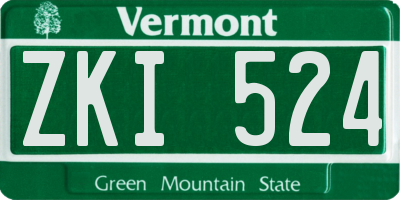 VT license plate ZKI524