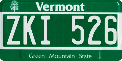 VT license plate ZKI526
