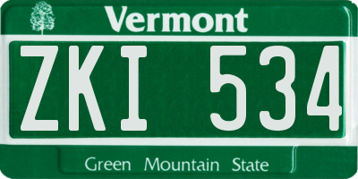 VT license plate ZKI534