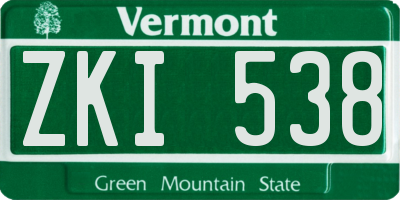 VT license plate ZKI538
