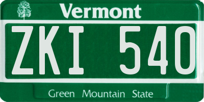 VT license plate ZKI540