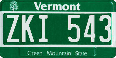 VT license plate ZKI543