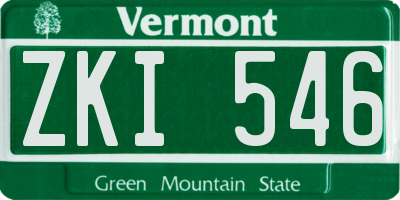 VT license plate ZKI546