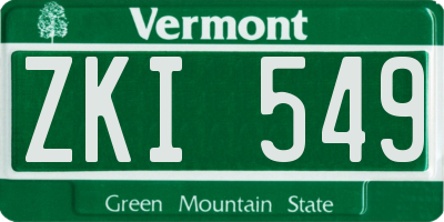 VT license plate ZKI549