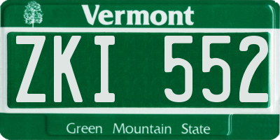 VT license plate ZKI552