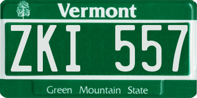 VT license plate ZKI557