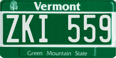 VT license plate ZKI559