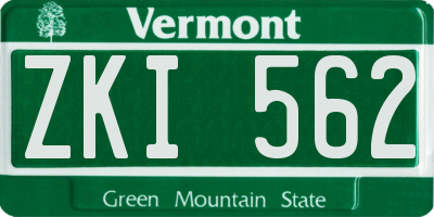 VT license plate ZKI562