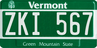 VT license plate ZKI567