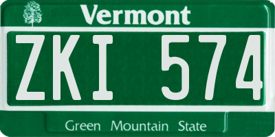 VT license plate ZKI574