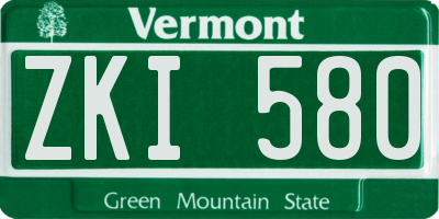 VT license plate ZKI580