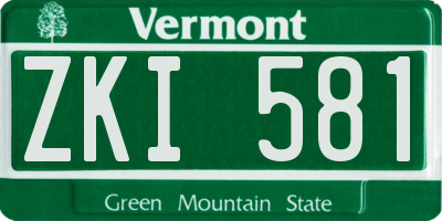 VT license plate ZKI581