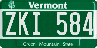 VT license plate ZKI584