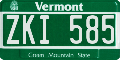 VT license plate ZKI585