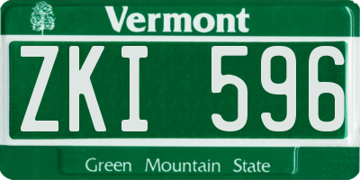 VT license plate ZKI596