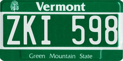 VT license plate ZKI598