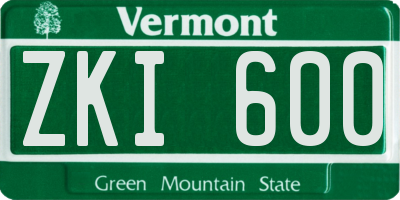 VT license plate ZKI600