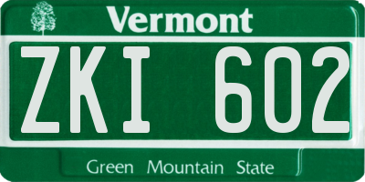 VT license plate ZKI602