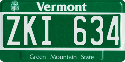 VT license plate ZKI634