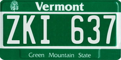 VT license plate ZKI637