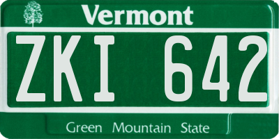 VT license plate ZKI642