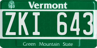 VT license plate ZKI643