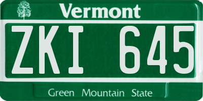 VT license plate ZKI645