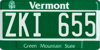 VT license plate ZKI655