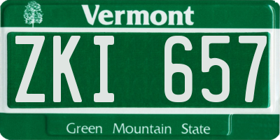 VT license plate ZKI657