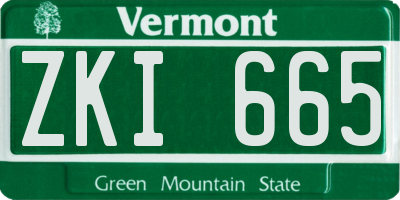 VT license plate ZKI665