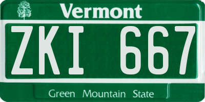 VT license plate ZKI667