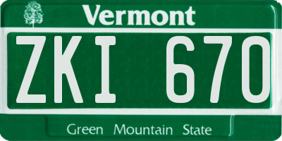 VT license plate ZKI670