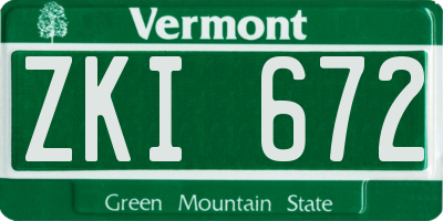 VT license plate ZKI672