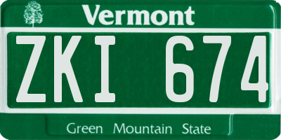 VT license plate ZKI674