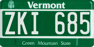 VT license plate ZKI685