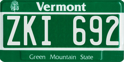 VT license plate ZKI692
