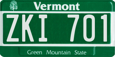 VT license plate ZKI701