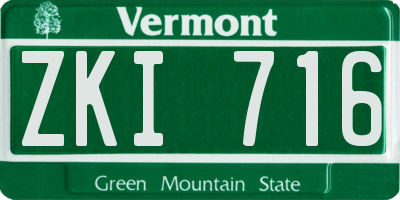 VT license plate ZKI716