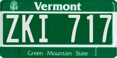 VT license plate ZKI717